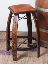 Load image into Gallery viewer, 2-Day Designs 30 Stave Stool w/ Tan Leather Seat